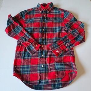 Vineyard Vines Slim Fit‎ Whale XS Red Green Plaid Flannel Button Down Tartan